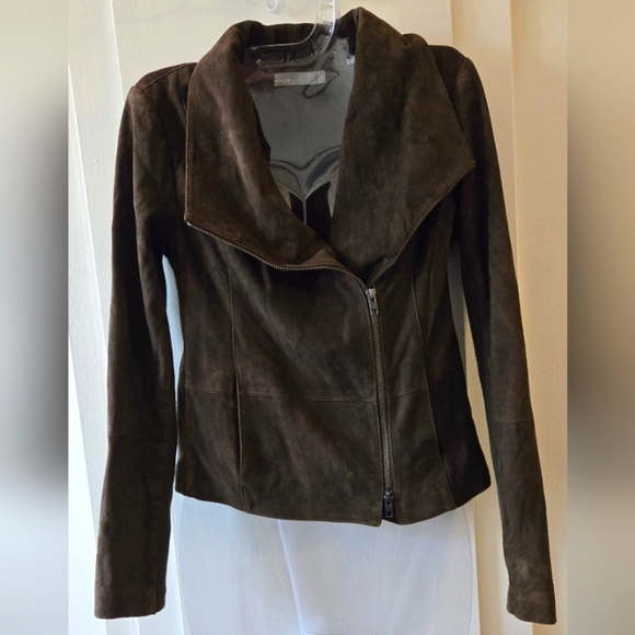 Vince Jackets & Blazers - Vince Leather Suede Scuba Jacket Size XSmall Fitted Brown